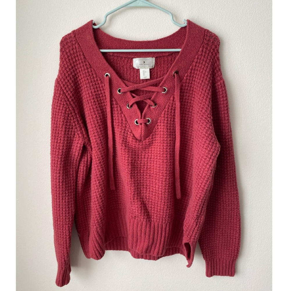 {Ruby Moon Lace-Up Front Sweater}